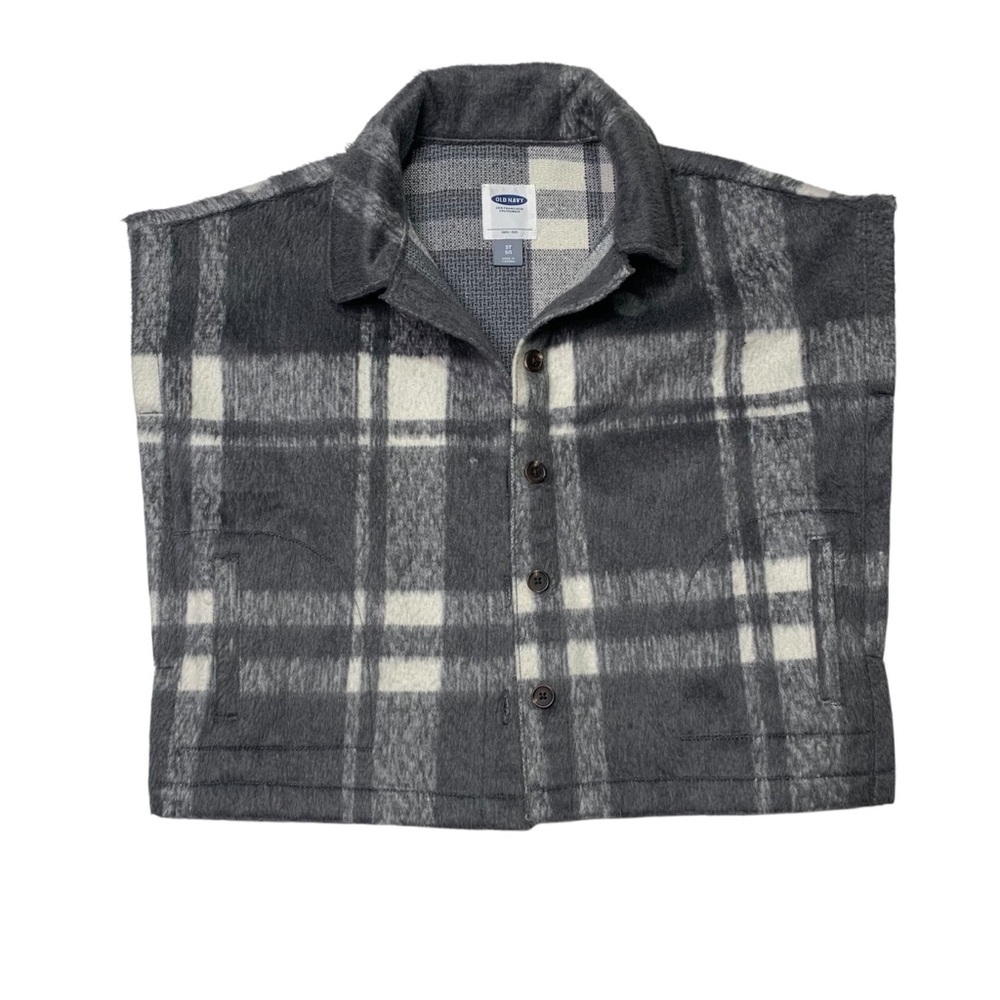 Old Navy Gray Plaid Kids‎ Fleece Jacket vest